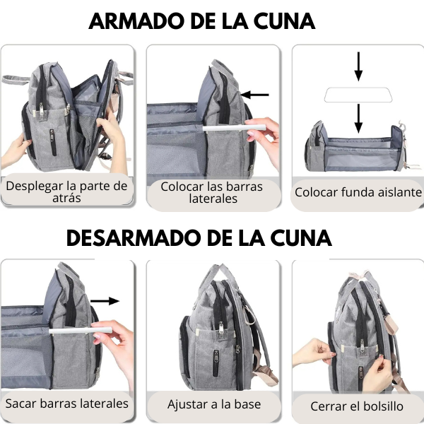 Mochila Pañalera con Mudador - GRIS